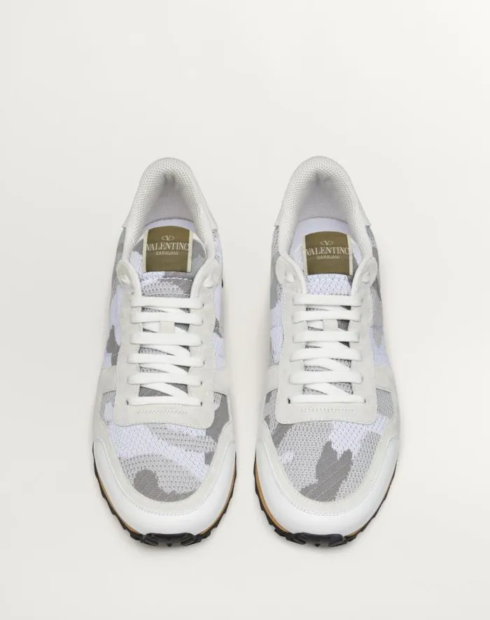 Valentino Sneakers Man Mesh Fabric Camouflage Rockrunner Sneaker For Man In Blackstone Blackstone Valentino Sneakers Man Mesh Fabric Camouflage Rockrunner Sneaker For Man In Blackstone Blackstone