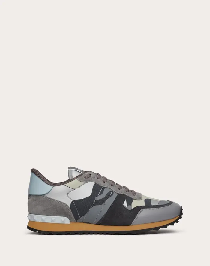Valentino Sneakers Man Rockrunner Camouflage Sneakers In Nappa Fabric For Man In Greysilvernuage Greysilvernuage Valentino Sneakers Man Rockrunner Camouflage Sneakers In Nappa Fabric For Man In Greysilvernuage Greysilvernuage