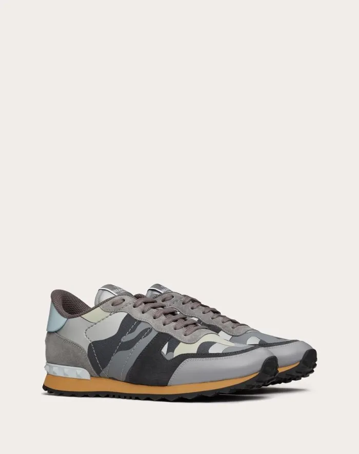 Valentino Sneakers Man Rockrunner Camouflage Sneakers In Nappa Fabric For Man In Greysilvernuage Greysilvernuage Valentino Sneakers Man Rockrunner Camouflage Sneakers In Nappa Fabric For Man In Greysilvernuage Greysilvernuage