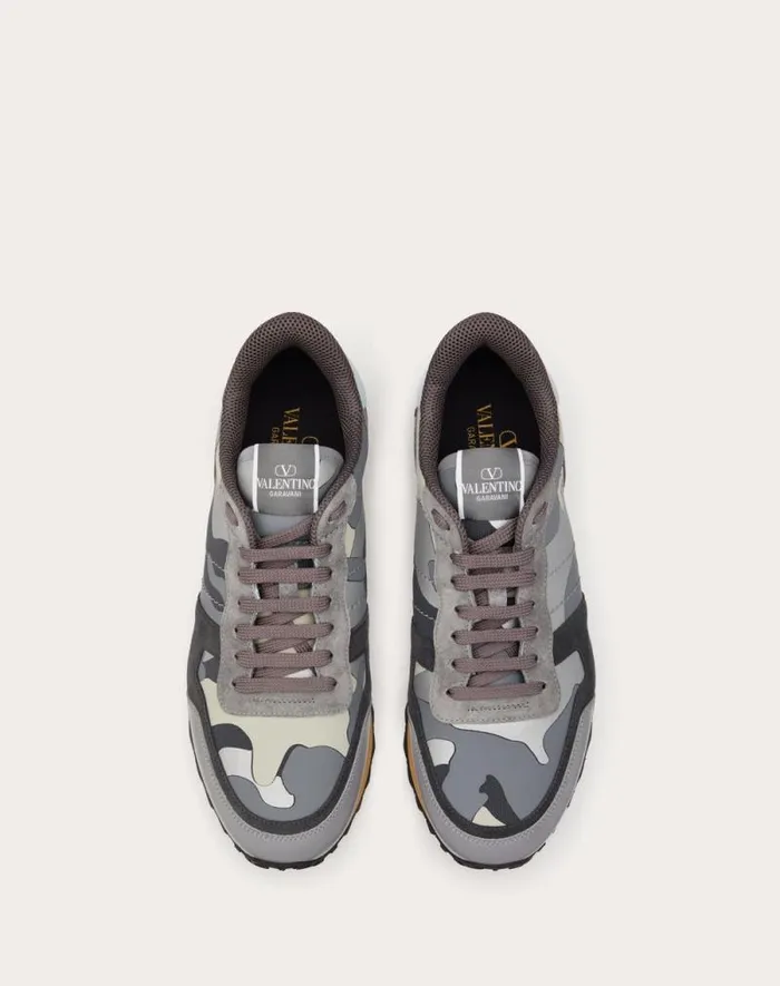 Valentino Sneakers Man Rockrunner Camouflage Sneakers In Nappa Fabric For Man In Greysilvernuage Greysilvernuage Valentino Sneakers Man Rockrunner Camouflage Sneakers In Nappa Fabric For Man In Greysilvernuage Greysilvernuage
