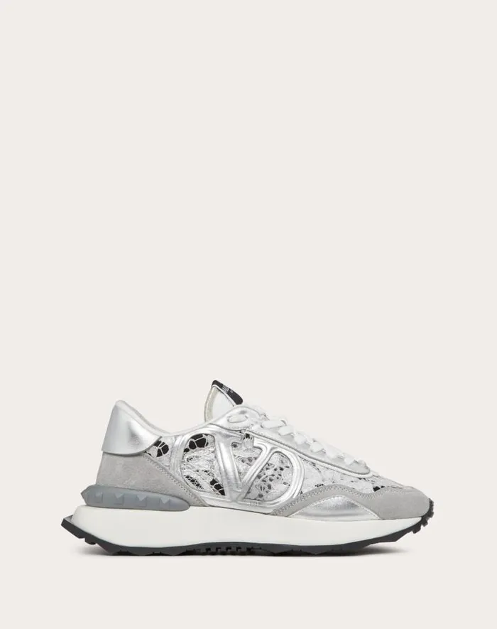Valentino Sneakers Woman Lace And Mesh Lacerunner Sneaker For Woman In Silverpastel Gray Silverpastel Gray Valentino Sneakers Woman Lace And Mesh Lacerunner Sneaker For Woman In Silverpastel Gray Silverpastel Gray