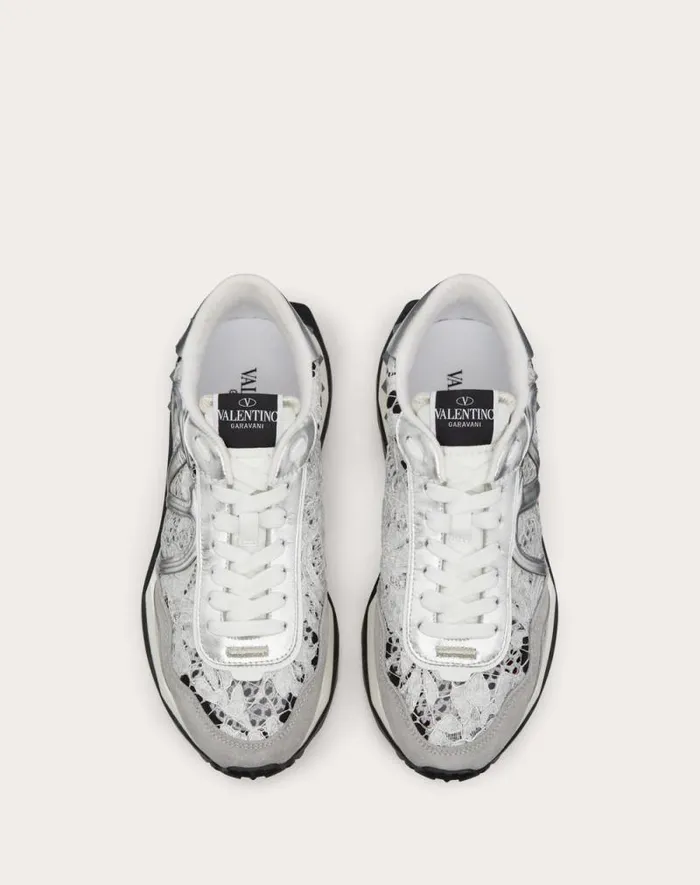 Valentino Sneakers Woman Lace And Mesh Lacerunner Sneaker For Woman In Silverpastel Gray Silverpastel Gray Valentino Sneakers Woman Lace And Mesh Lacerunner Sneaker For Woman In Silverpastel Gray Silverpastel Gray