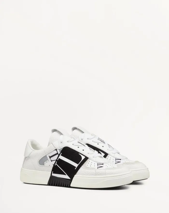 Valentino Sneakers Woman Vl7n Sneaker In Banded Calfskin Leather For Woman In White White Valentino Sneakers Woman Vl7n Sneaker In Banded Calfskin Leather For Woman In White White