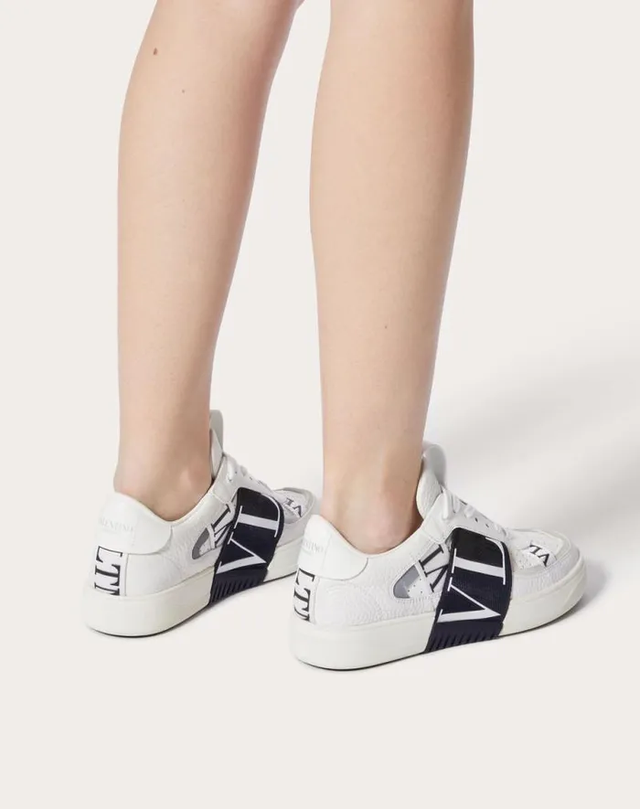 Valentino Sneakers Woman Vl7n Sneaker In Banded Calfskin Leather For Woman In White White Valentino Sneakers Woman Vl7n Sneaker In Banded Calfskin Leather For Woman In White White