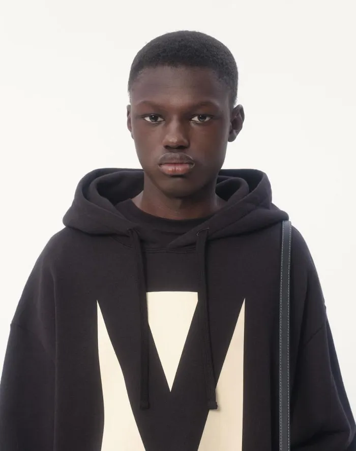 Valentino Tshirts And Sweatshirts Man Cotton Hooded Sweatshirt With Chez Valentino Print For Man In Ivory Ivory Valentino Tshirts And Sweatshirts Man Cotton Hooded Sweatshirt With Chez Valentino Print For Man In Ivory Ivory