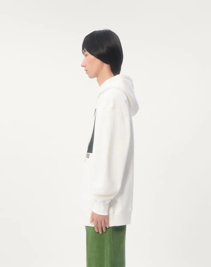 Valentino Tshirts And Sweatshirts Man Cotton Hooded Sweatshirt With Chez Valentino Print For Man In Ivory Ivory Valentino Tshirts And Sweatshirts Man Cotton Hooded Sweatshirt With Chez Valentino Print For Man In Ivory Ivory