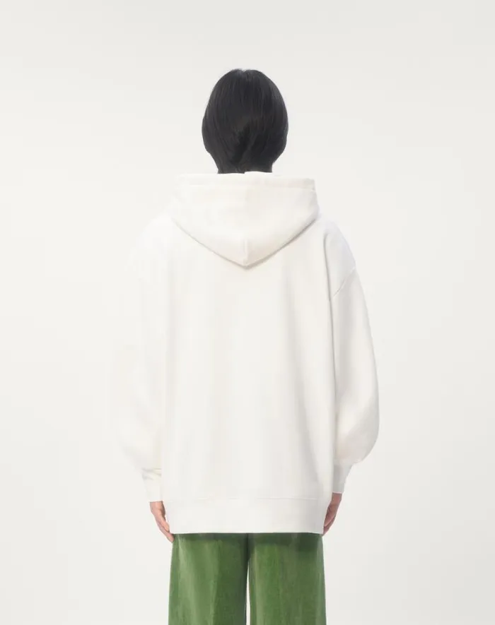 Valentino Tshirts And Sweatshirts Man Cotton Hooded Sweatshirt With Chez Valentino Print For Man In Ivory Ivory Valentino Tshirts And Sweatshirts Man Cotton Hooded Sweatshirt With Chez Valentino Print For Man In Ivory Ivory