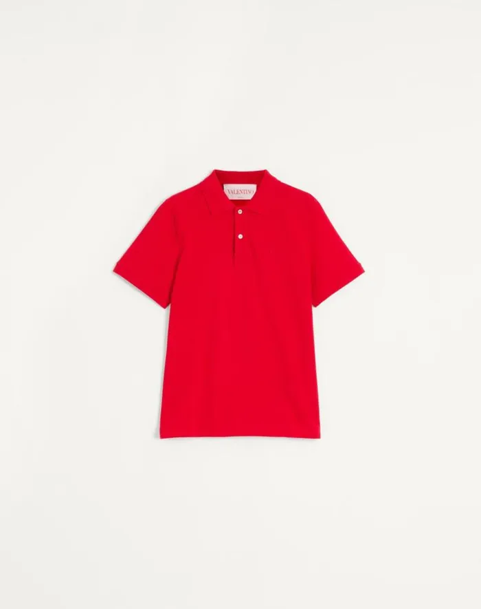Valentino Tshirts And Sweatshirts Man Cotton Piqu Polo Shirt With Vlogo Embroidery For Man In Red Red Valentino Tshirts And Sweatshirts Man Cotton Piqu Polo Shirt With Vlogo Embroidery For Man In Red Red