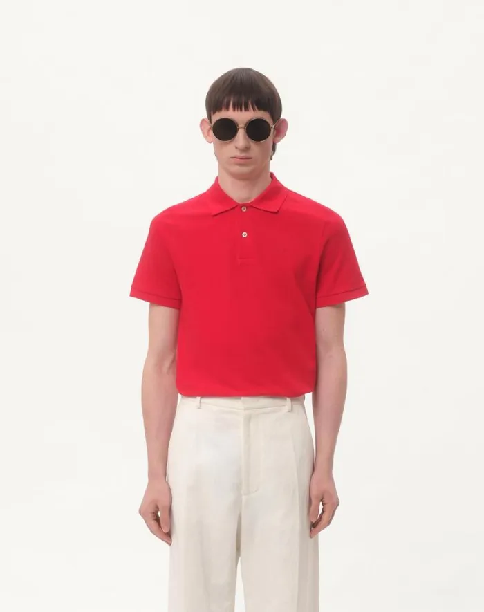Valentino Tshirts And Sweatshirts Man Cotton Piqu Polo Shirt With Vlogo Embroidery For Man In Red Red Valentino Tshirts And Sweatshirts Man Cotton Piqu Polo Shirt With Vlogo Embroidery For Man In Red Red