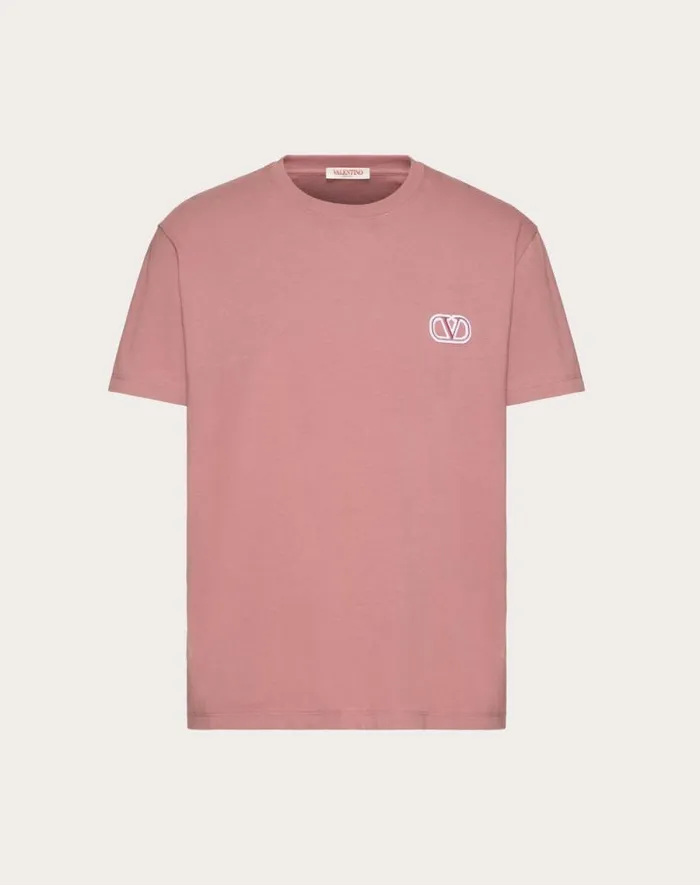 Valentino Tshirts And Sweatshirts Man Cotton Tshirt With Vlogo Signature Patch For Man In White White