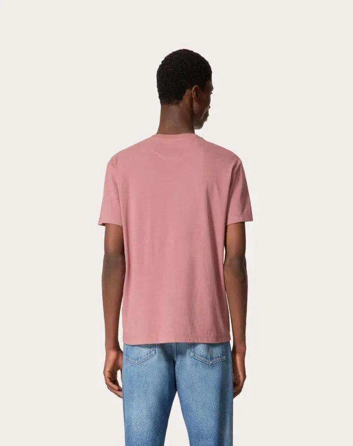 Valentino Tshirts And Sweatshirts Man Cotton Tshirt With Vlogo Signature Patch For Man In White White