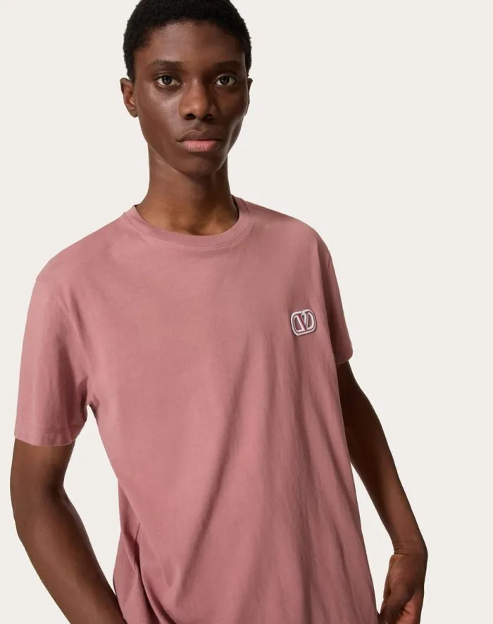 Valentino Tshirts And Sweatshirts Man Cotton Tshirt With Vlogo Signature Patch For Man In White White