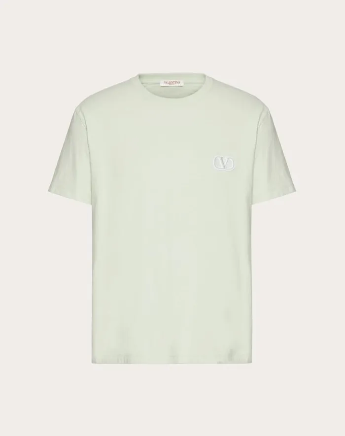 Valentino Tshirts And Sweatshirts Man Cotton Tshirt With Vlogo Signature Patch For Man In White White