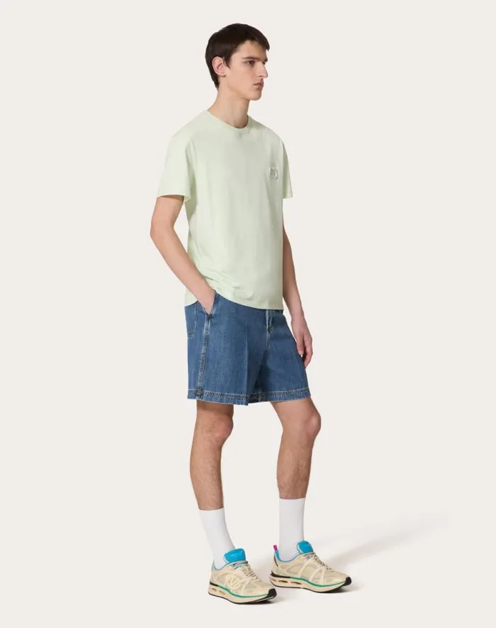 Valentino Tshirts And Sweatshirts Man Cotton Tshirt With Vlogo Signature Patch For Man In White White