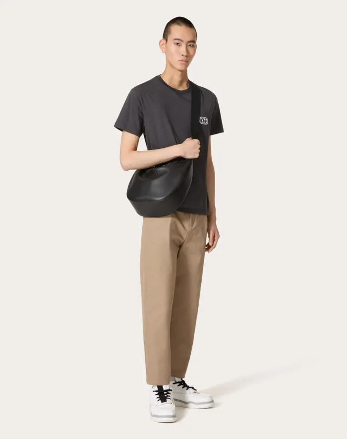 Valentino Tshirts And Sweatshirts Man Cotton Tshirt With Vlogo Signature Patch For Man In White White