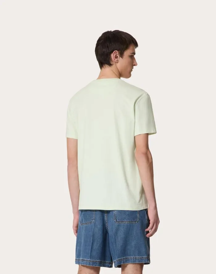 Valentino Tshirts And Sweatshirts Man Cotton Tshirt With Vlogo Signature Patch For Man In White White
