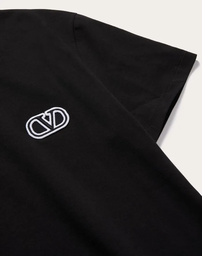 Valentino Tshirts And Sweatshirts Man Cotton Tshirt With Vlogo Signature Patch For Man In White White