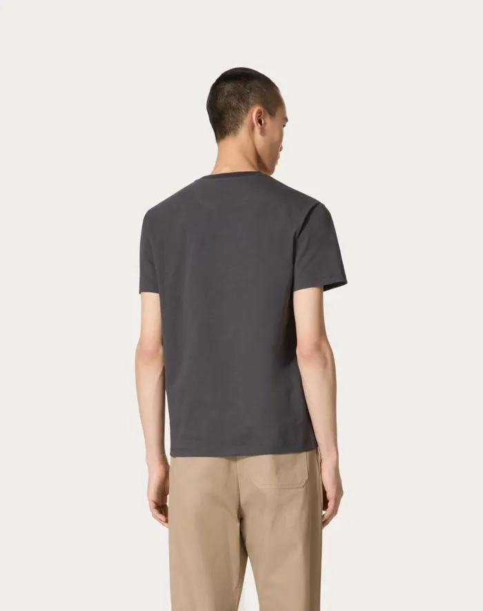 Valentino Tshirts And Sweatshirts Man Cotton Tshirt With Vlogo Signature Patch For Man In White White