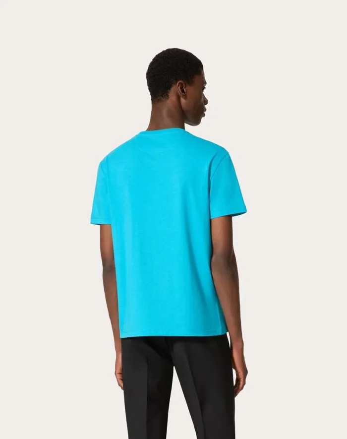 Valentino Tshirts And Sweatshirts Man Cotton Tshirt With Vlogo Signature Patch For Man In White White