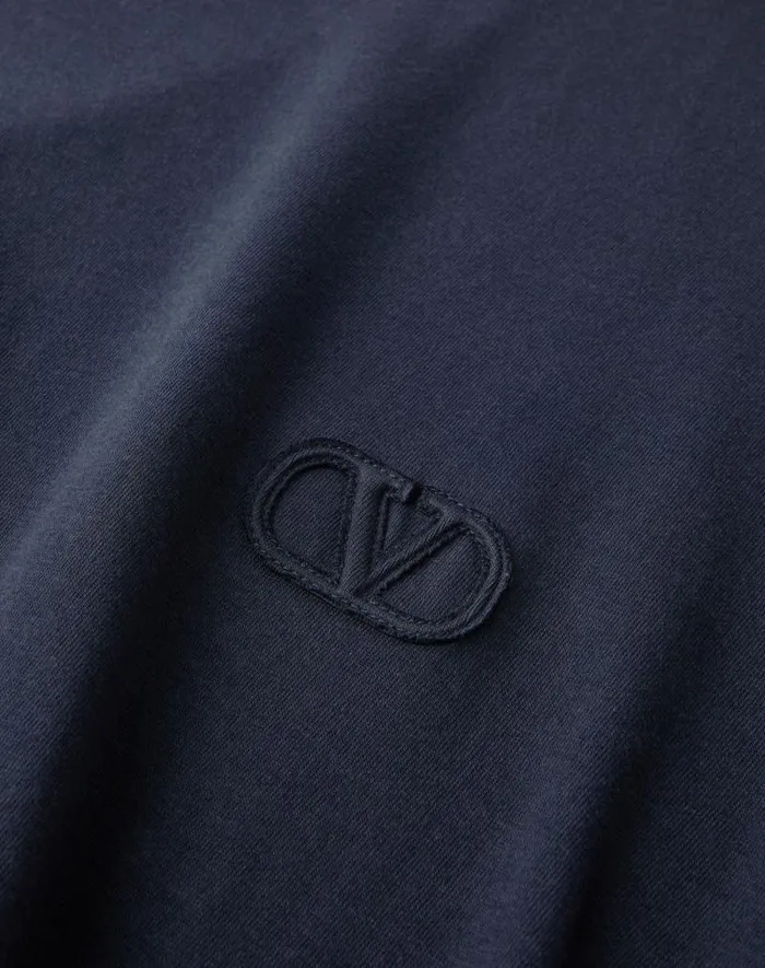 Valentino Tshirts And Sweatshirts Man Longsleeve Cotton Tshirt With Vlogo Signature Patch For Man In Navy Navy Valentino Tshirts And Sweatshirts Man Longsleeve Cotton Tshirt With Vlogo Signature Patch For Man In Navy Navy