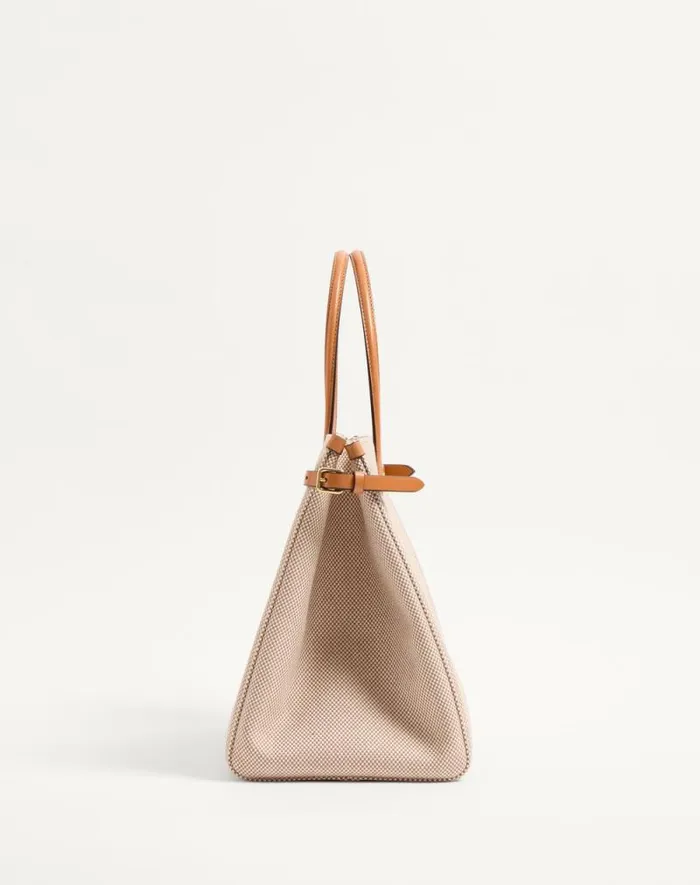 Valentino Totes Woman Valentino Garavani Antibes Medium Canvas Shopping Bag For Woman In Naturaltobacco Naturaltobacco Valentino Totes Woman Valentino Garavani Antibes Medium Canvas Shopping Bag For Woman In Naturaltobacco Naturaltobacco