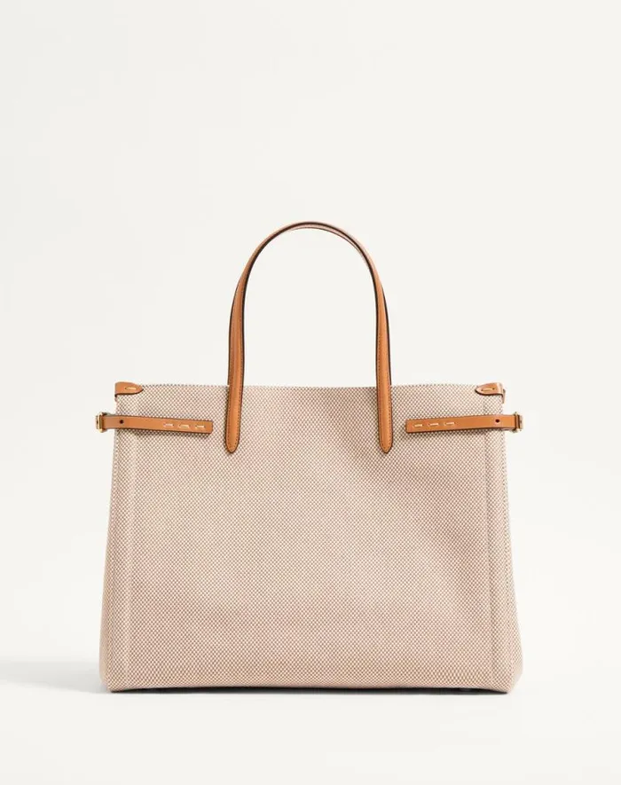 Valentino Totes Woman Valentino Garavani Antibes Medium Canvas Shopping Bag For Woman In Naturaltobacco Naturaltobacco Valentino Totes Woman Valentino Garavani Antibes Medium Canvas Shopping Bag For Woman In Naturaltobacco Naturaltobacco