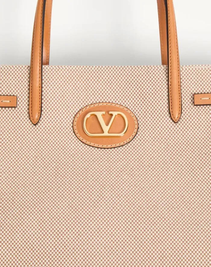 Valentino Totes Woman Valentino Garavani Antibes Medium Canvas Shopping Bag For Woman In Naturaltobacco Naturaltobacco Valentino Totes Woman Valentino Garavani Antibes Medium Canvas Shopping Bag For Woman In Naturaltobacco Naturaltobacco