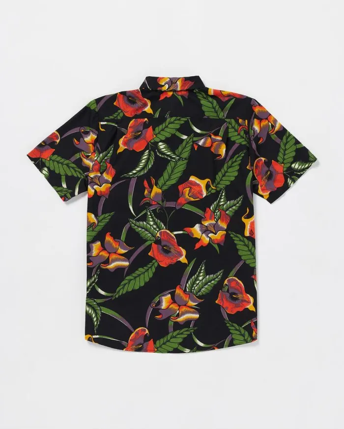 Varkala Floral Woven Short Sleeve Shirt 8211 Black Mens Volcom Tops and Tees