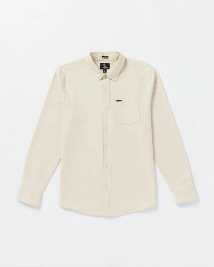 Veeco Oxford Long Sleeve Shirt 8211 Dirty White Mens Volcom Shirts and Flannels