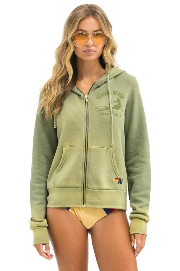 Venice Surfer Zip Hoodie 8211 Faded Army WomenMen Aviator Nation Hoodies