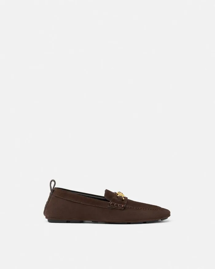 Villa Suede Driver Shoes 1nb3v Men Versace Loafers and Slippers