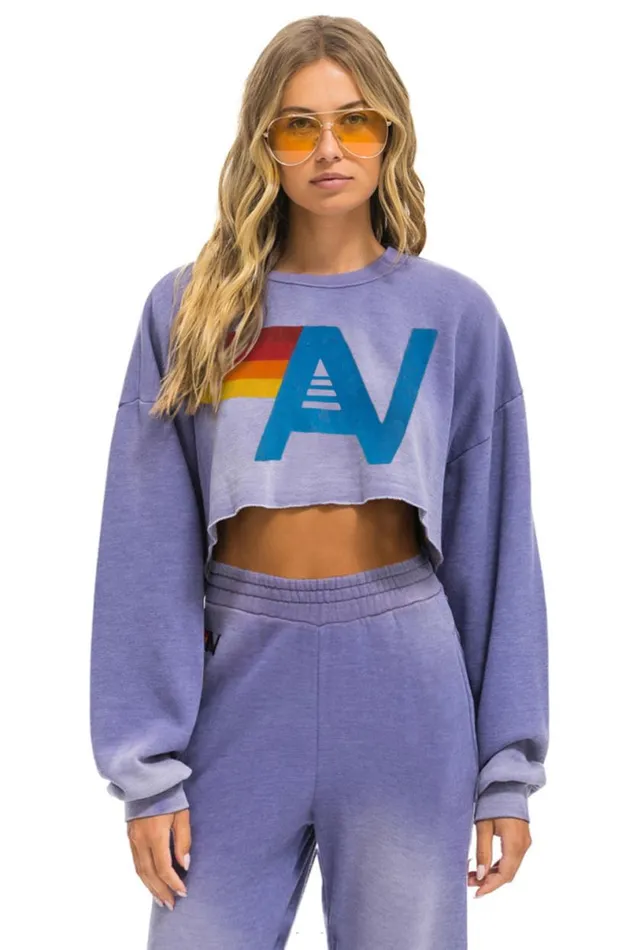 Vintage Logo Cropped Crew Sweatshirt Relaxed 8211 Faded Grape Women Aviator Nation Sweatshirts Vintage Logo Cropped Crew Sweatshirt Relaxed 8211 Faded Grape Women Aviator Nation Sweatshirts