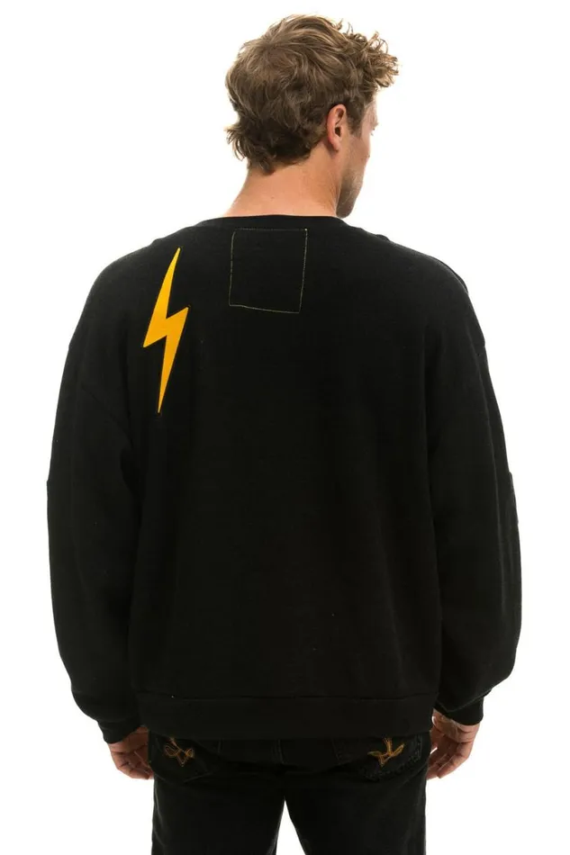 Vintage Patch Relaxed Crew Sweatshirt 8211 Black WomenMen Aviator Nation Sweatshirts