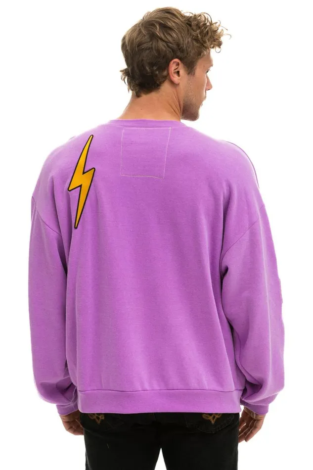 Vintage Patch Relaxed Crew Sweatshirt 8211 Neon Purple WomenMen Aviator Nation Sweatshirts