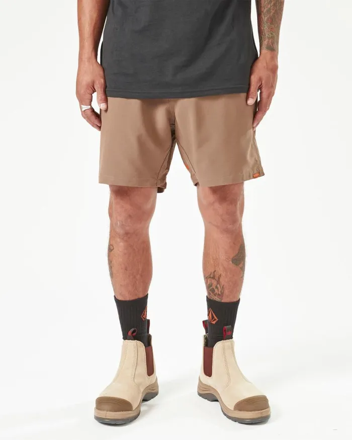 Volcom Workwear Slab Elastic Waist Hybrid Shorts 8211 Brindle Mens Volcom Shorts