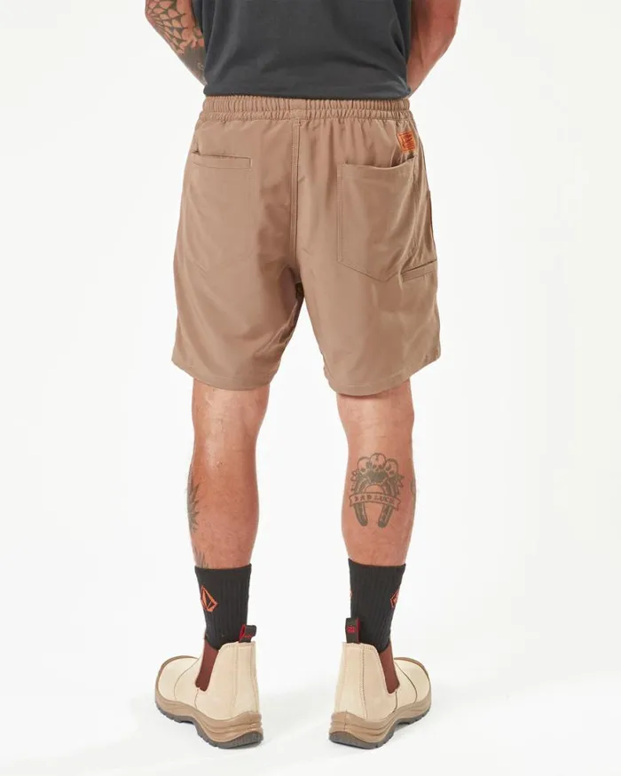 Volcom Workwear Slab Elastic Waist Hybrid Shorts 8211 Brindle Mens Volcom Shorts