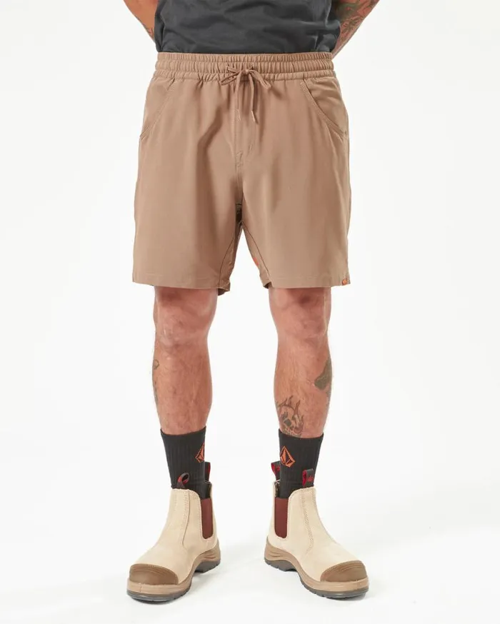 Volcom Workwear Slab Elastic Waist Hybrid Shorts 8211 Brindle Mens Volcom Shorts