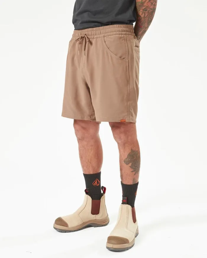 Volcom Workwear Slab Elastic Waist Hybrid Shorts 8211 Brindle Mens Volcom Shorts