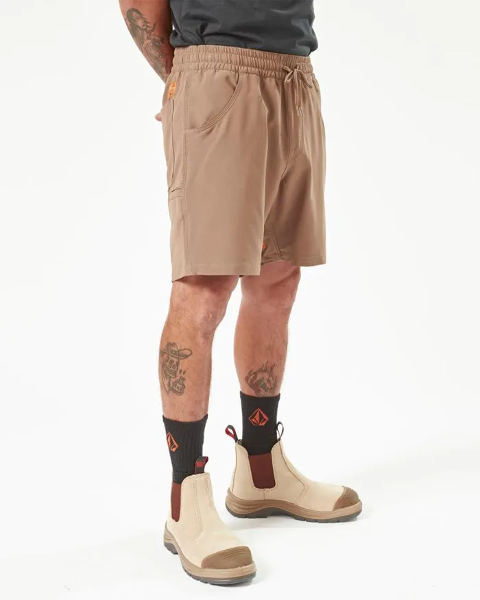Volcom Workwear Slab Elastic Waist Hybrid Shorts 8211 Brindle Mens Volcom Shorts