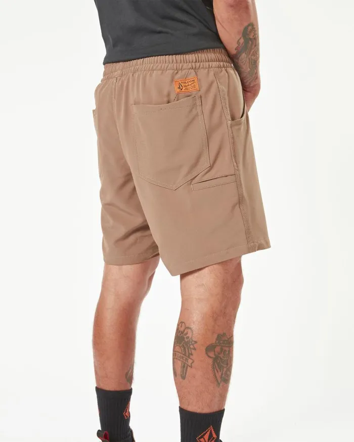 Volcom Workwear Slab Elastic Waist Hybrid Shorts 8211 Brindle Mens Volcom Shorts