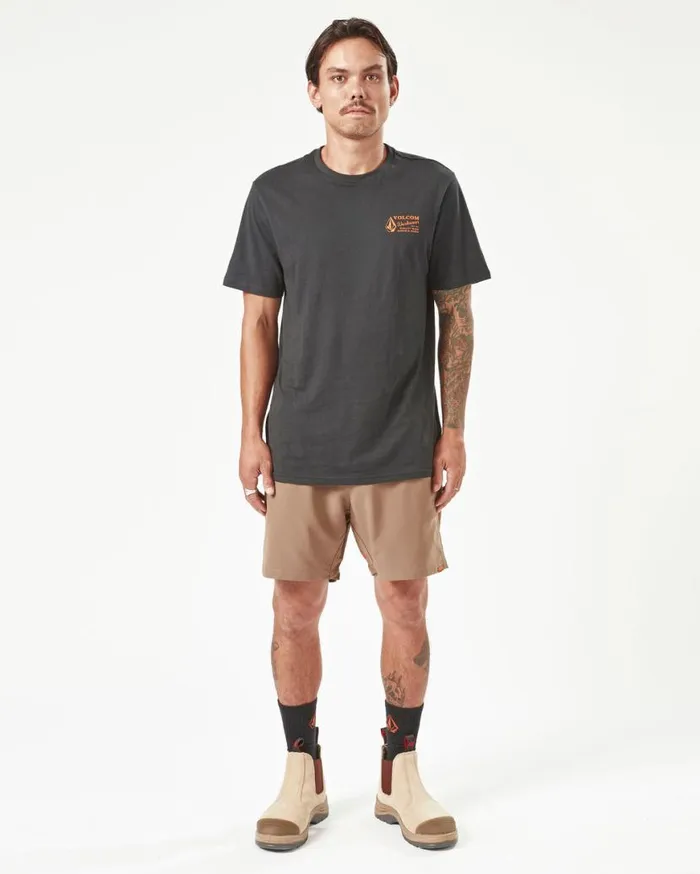 Volcom Workwear Slab Elastic Waist Hybrid Shorts 8211 Brindle Mens Volcom Shorts