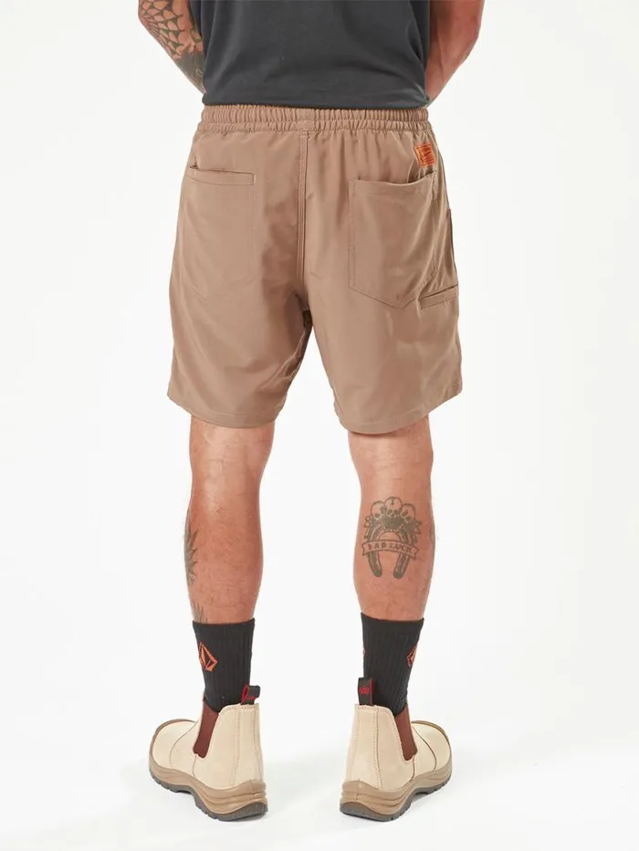 Volcom Workwear Slab Elastic Waist Hybrid Shorts 8211 Brindle Mens Volcom Shorts