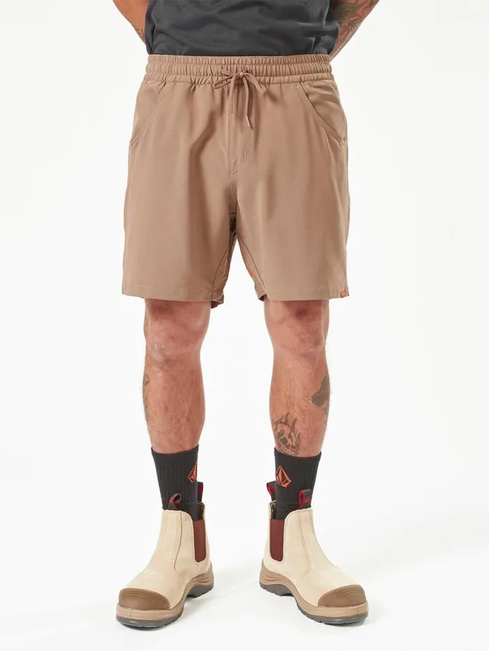 Volcom Workwear Slab Elastic Waist Hybrid Shorts 8211 Brindle Mens Volcom Shorts