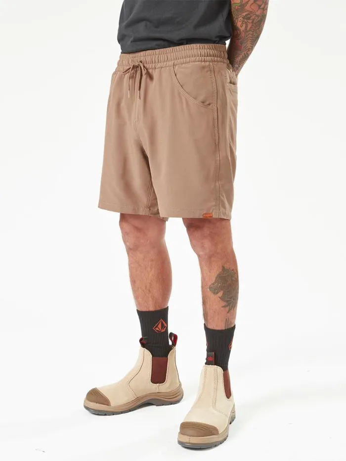 Volcom Workwear Slab Elastic Waist Hybrid Shorts 8211 Brindle Mens Volcom Shorts