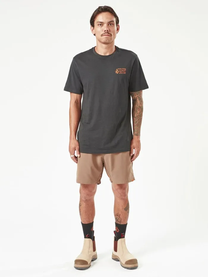 Volcom Workwear Slab Elastic Waist Hybrid Shorts 8211 Brindle Mens Volcom Shorts
