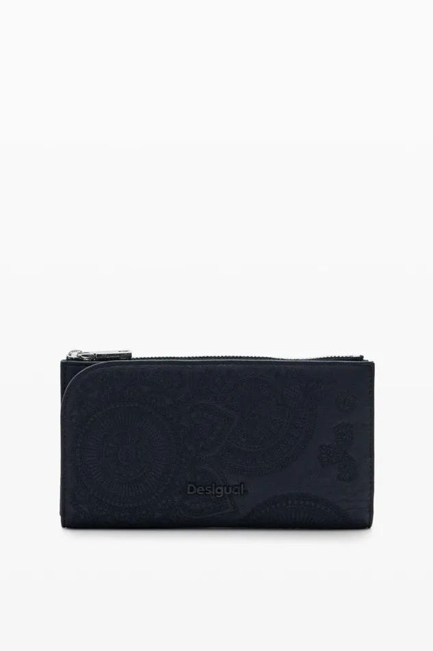 Wallets Women Desigual Large Embroidered Wallet Black