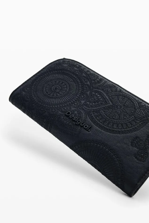 Wallets Women Desigual Large Embroidered Wallet Black