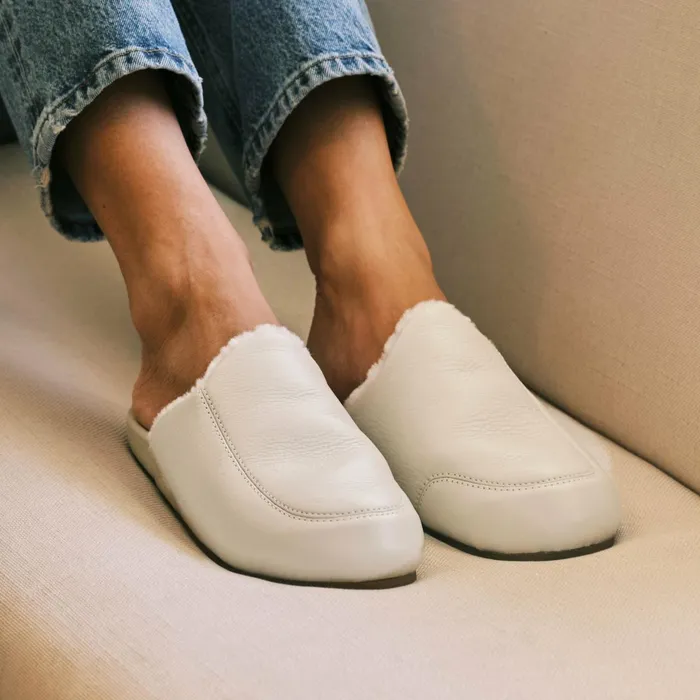 Warm Weather Women Olukai Knea Leather Slipper Mules 8211 Bone ndash OluKai