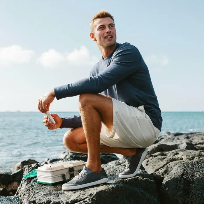 WaterFriendly Men Olukai Moku Pae Boat Shoes 8211 Pavement Vintage Blue