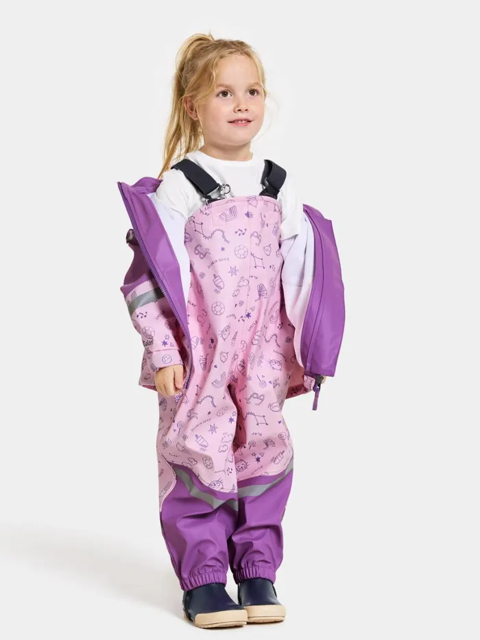 Waterman Printed Kids039 Set Galon Doodle Orchid Pink Kids Didriksons Unlined Rain Set